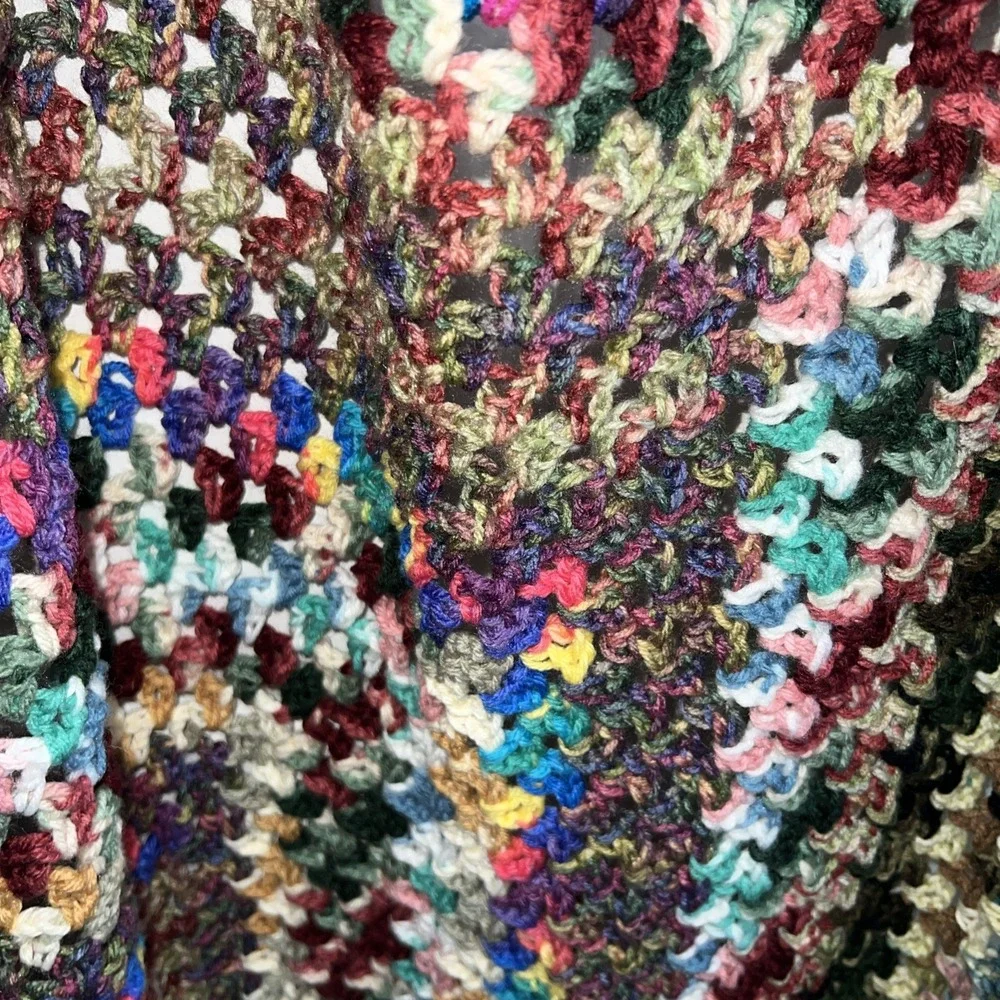 NEW HANDMADE crocheted afghan blanket throw53x54 Multicolor Beautiful New‎ Gift